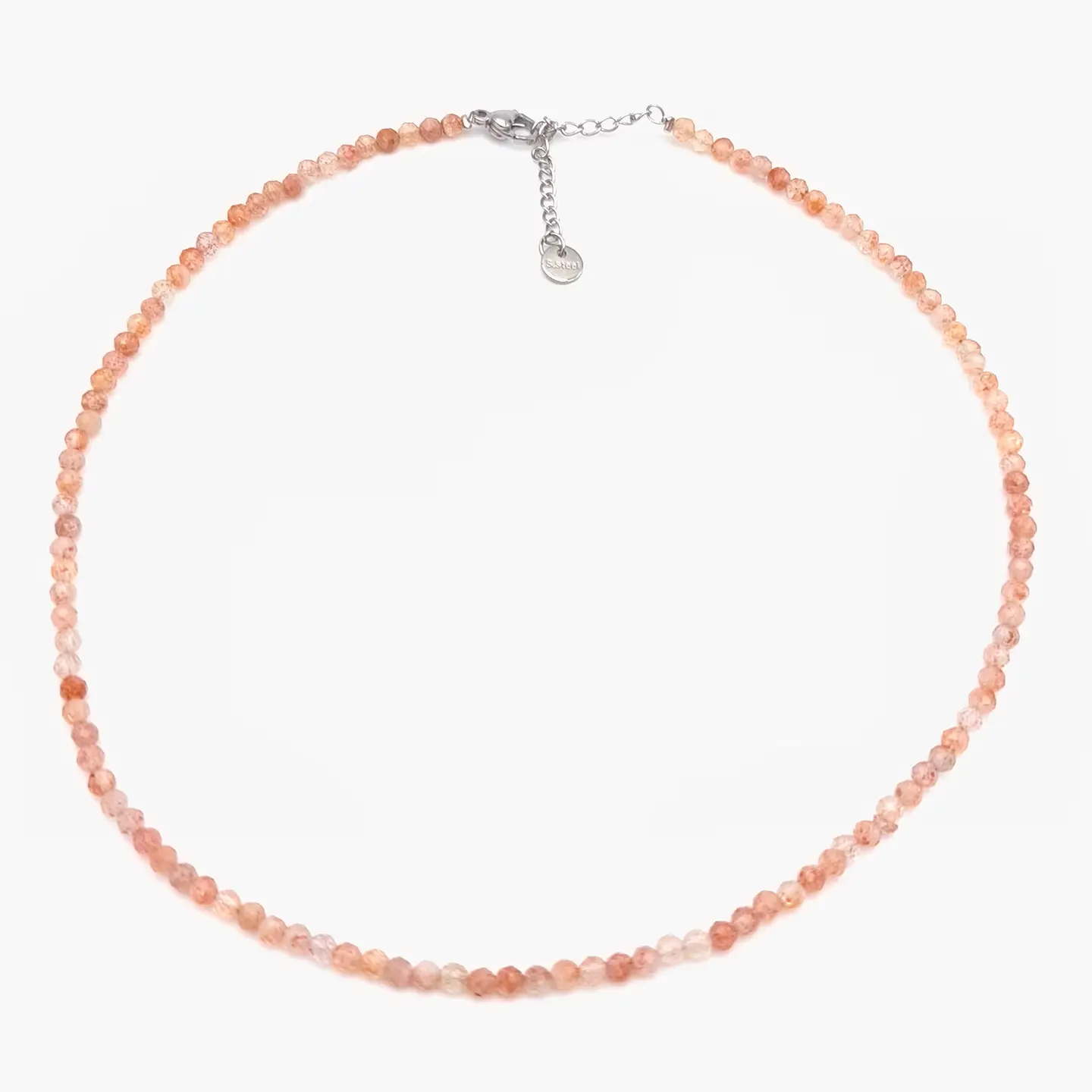 collier perles facettées pierre de soleil (3 mm)
