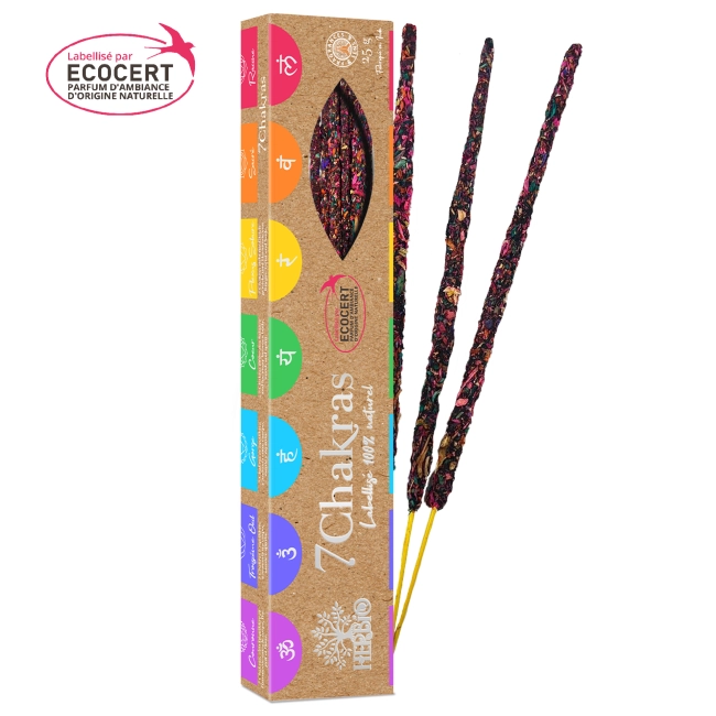 encens herbio 7 chakras ecocert en bâton fagot 20g