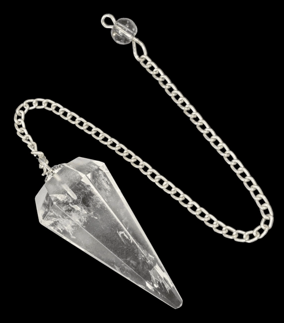 pendule cristal de roche du brésil conique 6 faces