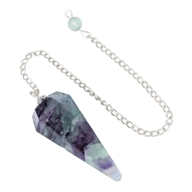 pendule fluorite multicolore conique 6 faces